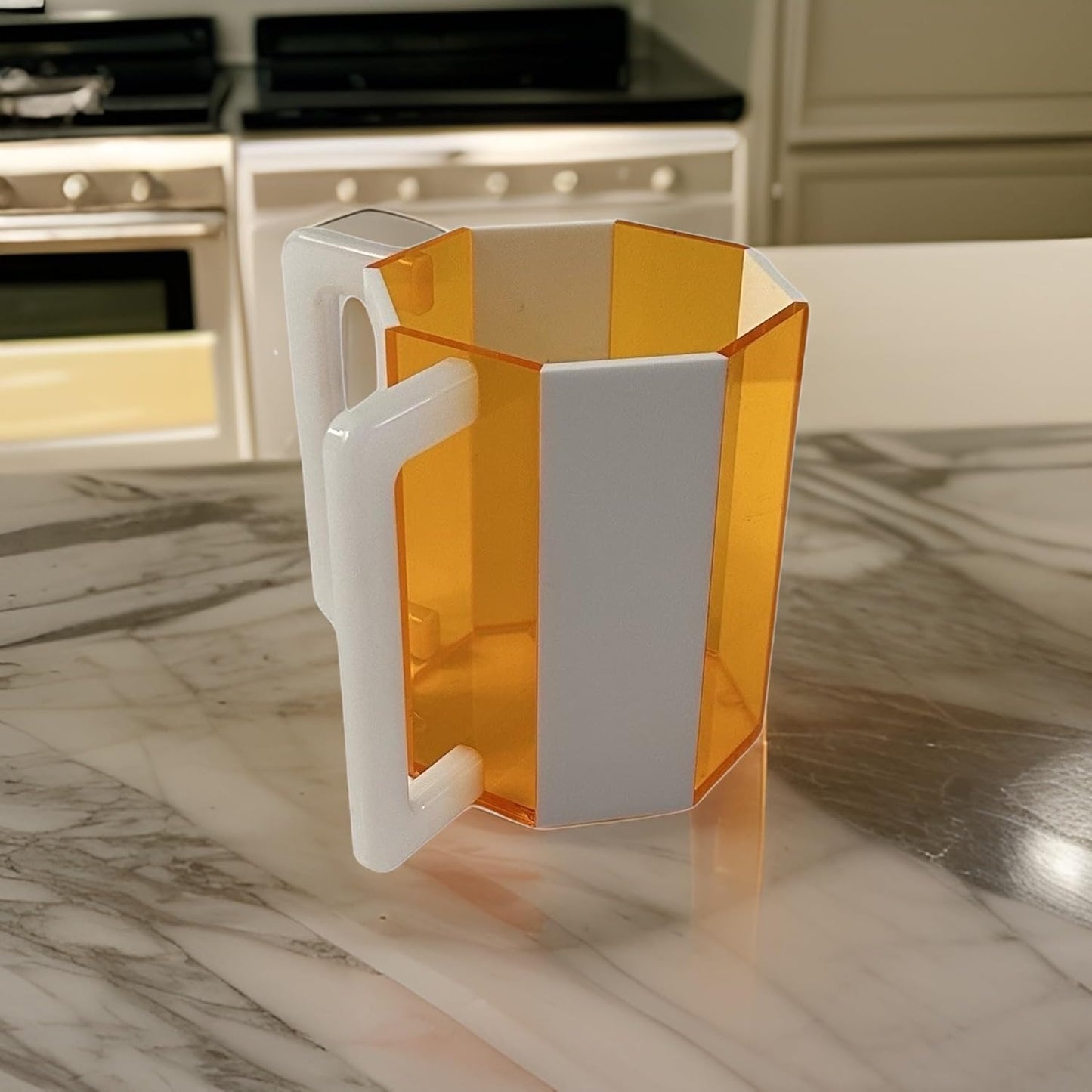 Ready Covers Lucite Netilat Yadayim Washing Cup - Modern Juidaica Jewish Ritual Wash Cup with Dual Handles, 5 Tall (Orange/White)