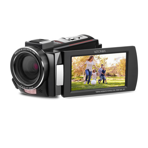 Minolta MN4K25NV 4K Ultra HD 30MP 3 Touchscreen Camcorder with Night Vision, Black