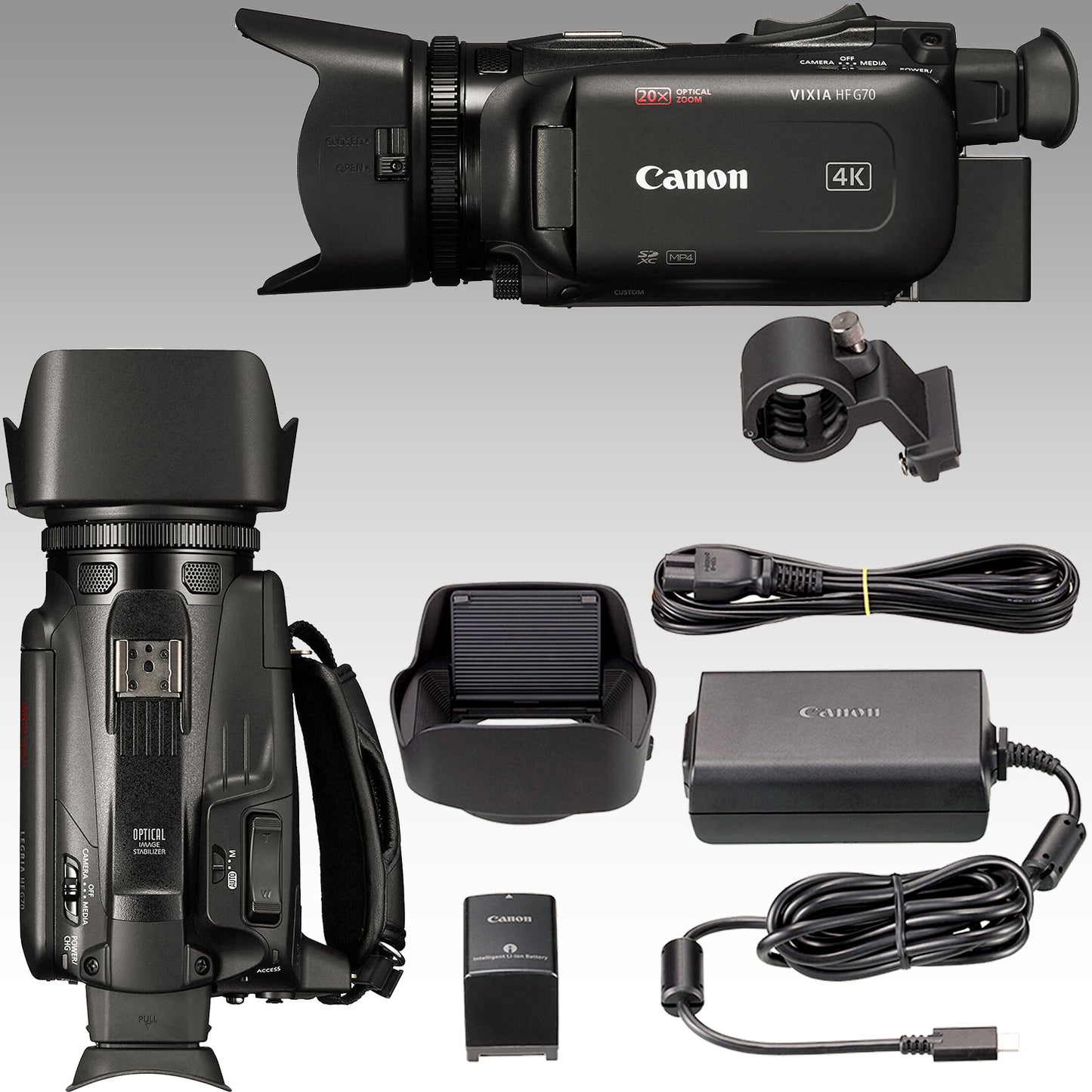 Ultimaxx Essential Canon G70 Camcorder Bundle - Includes: 2x 64GB Ultra Memory Cards, Spare Battery, Ultra-Bright LED Light Kit, Tabletop 6.5? Tripod & More (21pc Bundle)