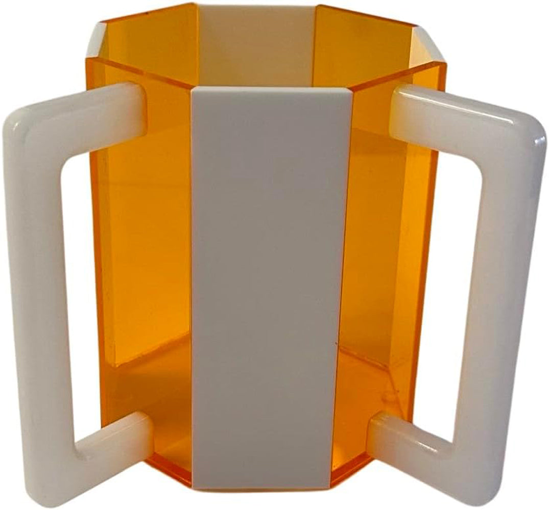 Ready Covers Lucite Netilat Yadayim Washing Cup - Modern Juidaica Jewish Ritual Wash Cup with Dual Handles, 5 Tall (Orange/White)