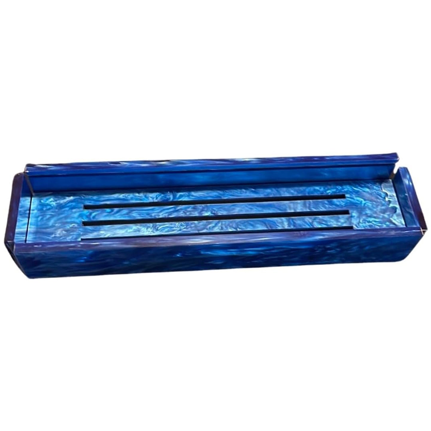 Ready Covers Lucite Rumikub Premium Set - Tiles, Holders, and Storage Acrylic Box Included (Blue Marble w White Marble)