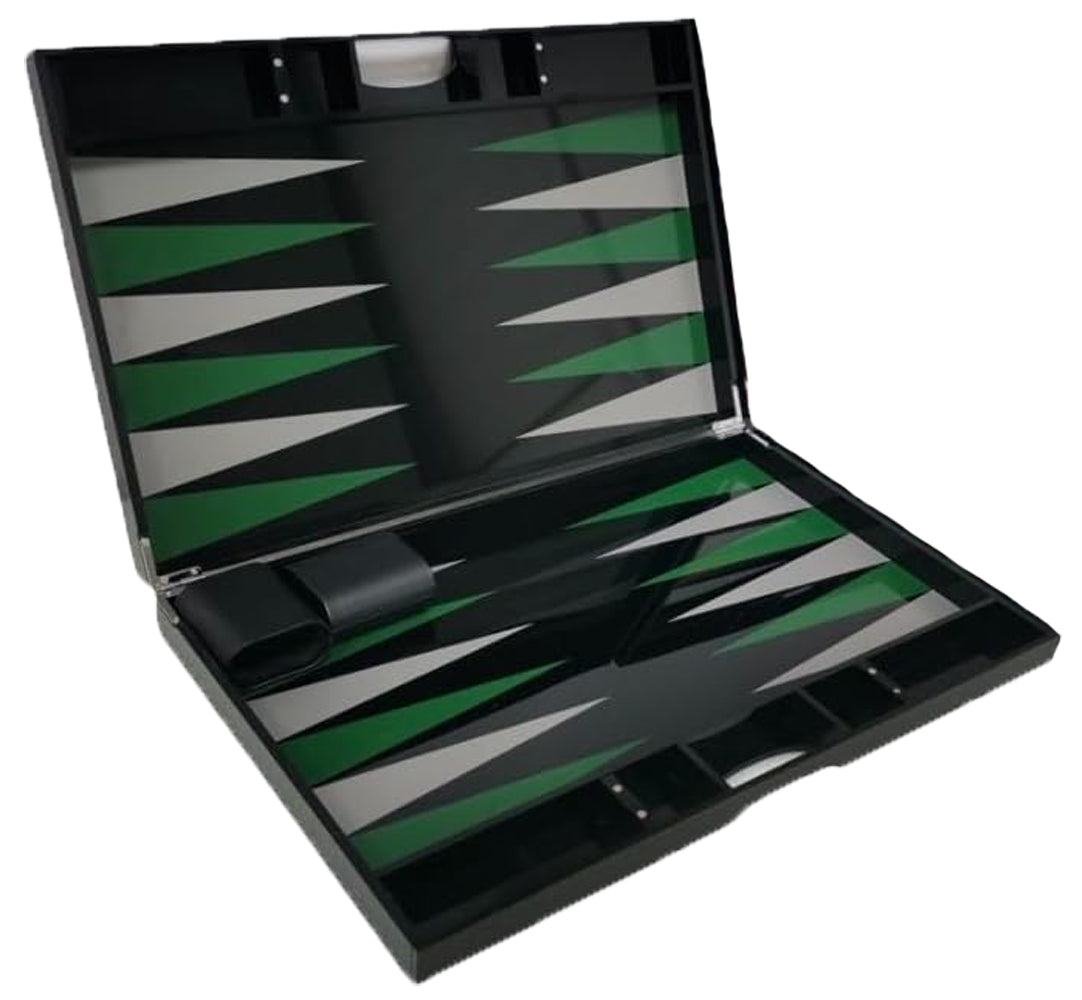 Lucite Acrylic Backgammon Set 18 Large Premium Board and Pieces (Black/Green)