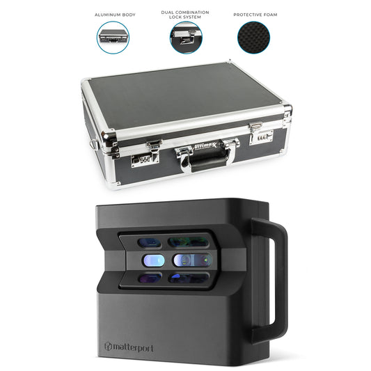 Matterport MC250 Pro2 134MP Professional Capture 3D Camera (Black) w/ Ultimaxx Hard Aluminum Case with Combo Lock
