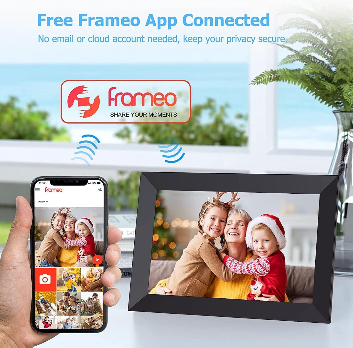 ULTIMAXX 10.1 DIGITAL PHOTO FRAME, w/ 64GB, WIFI, 160,000 PICS Powered by Frameo