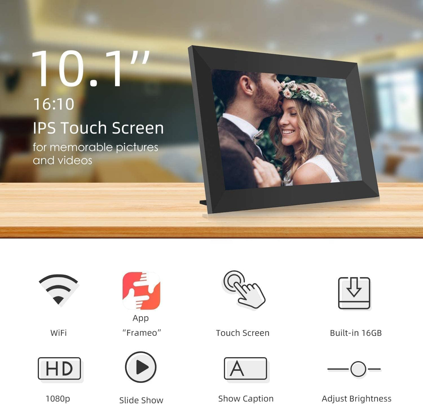 ULTIMAXX 10.1 DIGITAL PHOTO FRAME, w/ 64GB, WIFI, 160,000 PICS Powered by Frameo
