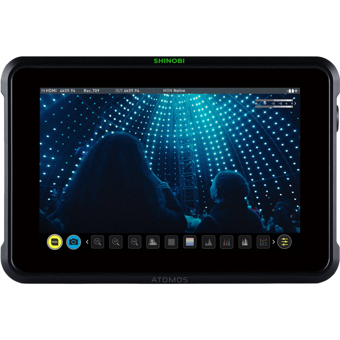 Atomos Shinobi 7 4K HDMI/SDI Monitor & Power Bundle - Includes: Manufacturer Accessories + 2x Extended Life NP-F975 Batteries + AC/DC Rapid Home & Travel Battery Charger + Microfiber Cleaning Cloth