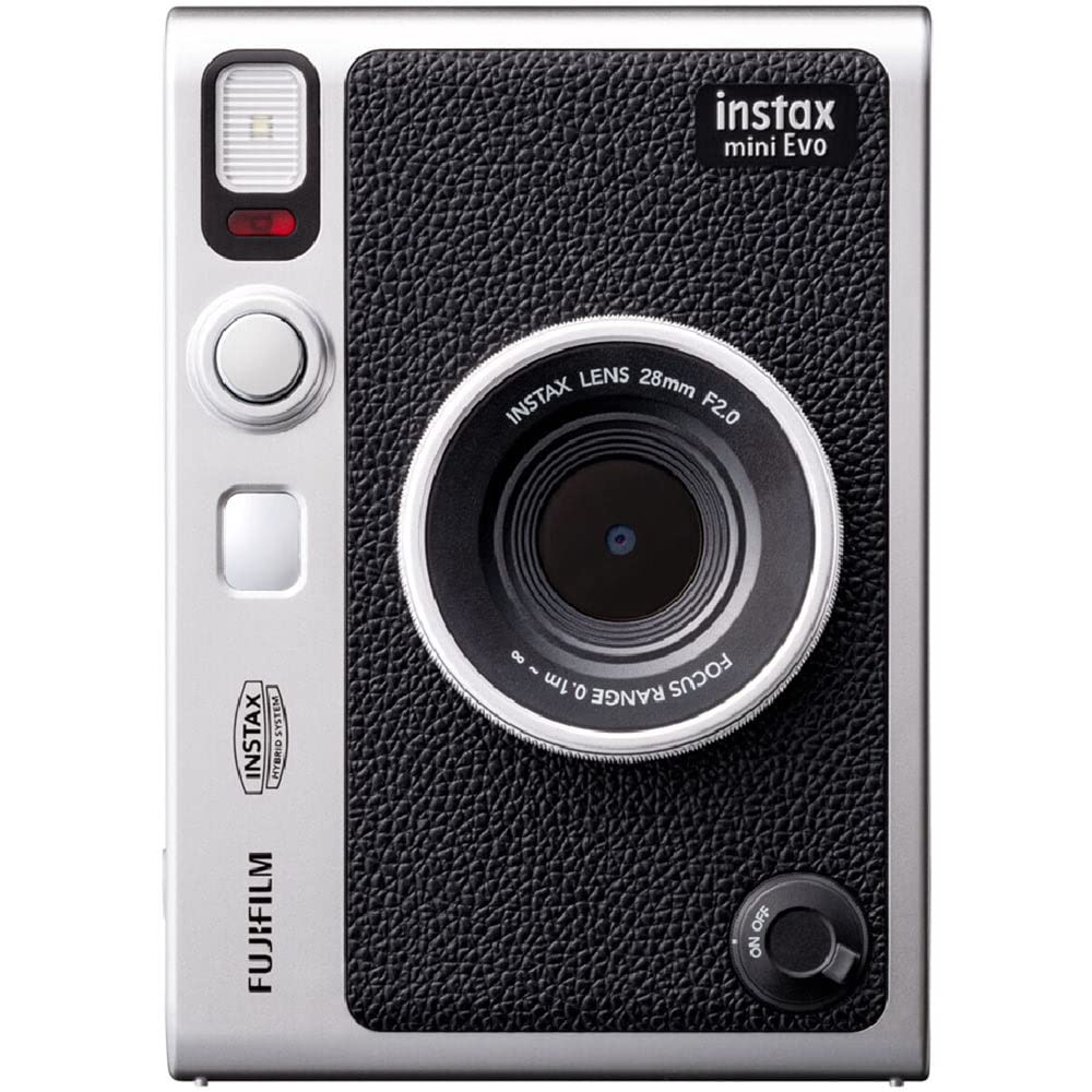 FUJIFILM INSTAX MINI EVO Hybrid Instant Camera with Advanced Accessory Bundle: SanDisk 64GB Extreme micro-Memory Card, Mini Tripod, Digital Flash & Much More (15pc Bundle)