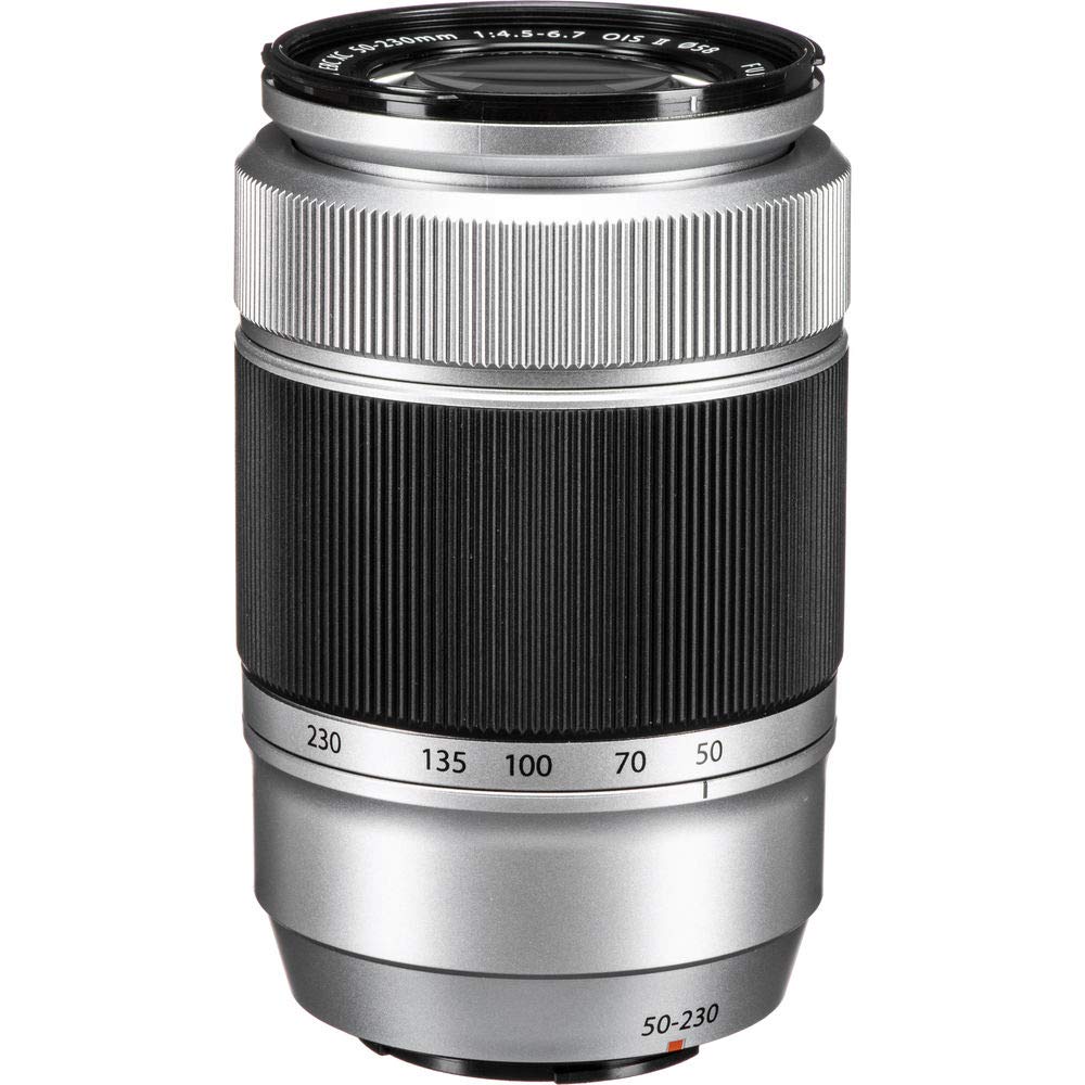FUJIFILM XC 50-230mm f/4.5-6.7 OIS II Lens (Silver) with 17PC Accessory Bundle ? Includes: 3PC Multi Coated HD Filter Set (UV, CPL, FLD) + 4PC Close-Up Macro Lens Set + More