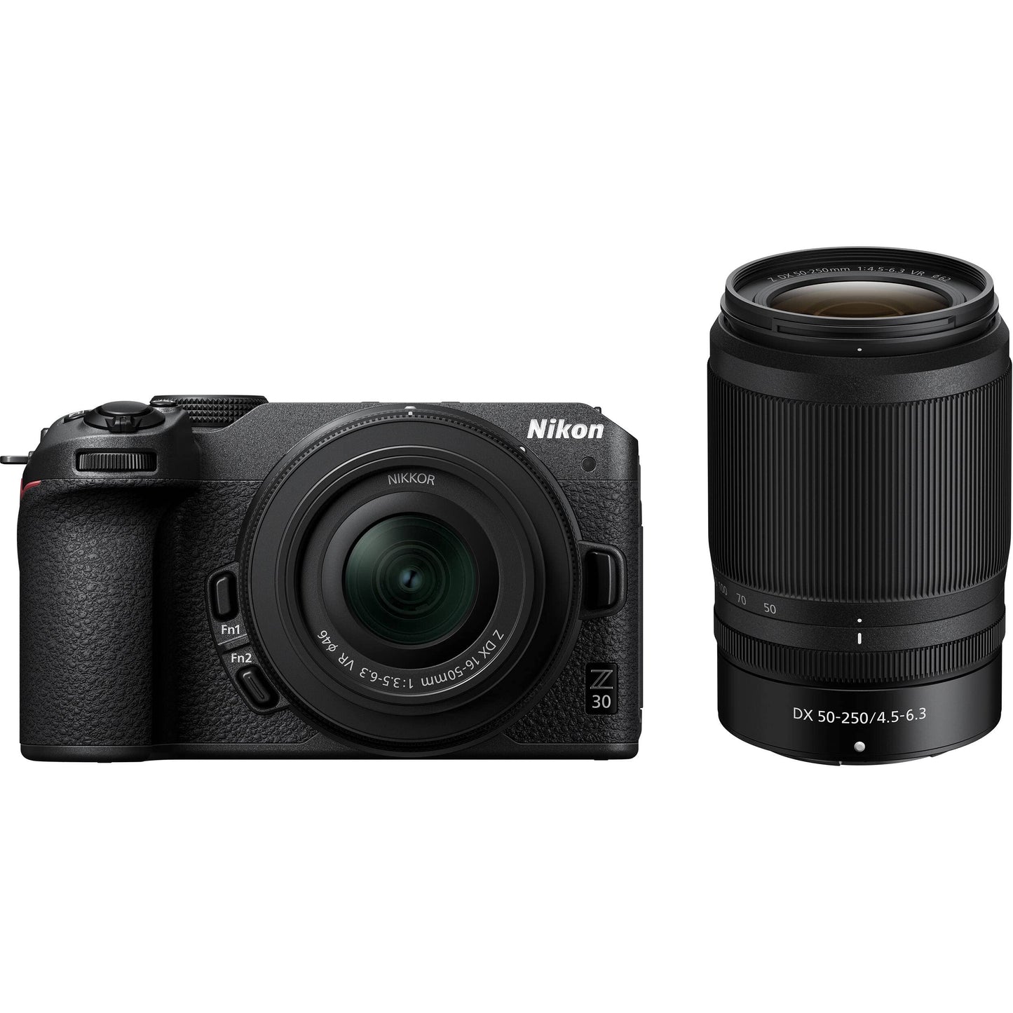 Nikon Z30 Mirrorless Camera with 16-50mm & 50-250mm Lenses + Deluxe Accessory Bundle: SanDisk 64GB Extreme SDXC, Universal Speedlite, 60? Tripod, 2x Batteries & Much More (33pc Bundle)