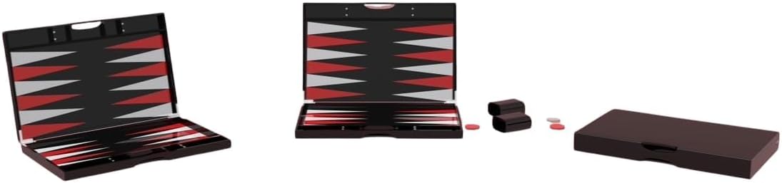 Lucite Acrylic Backgammon Set 18 Large Premium Board and Pieces (Black/Red)