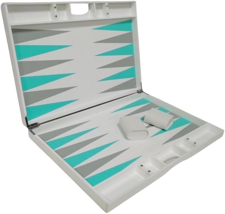 Lucite Acrylic Backgammon Set 18 Large Premium Board and Pieces (White/Aqua)