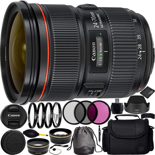 Beach Camera Canon EF 24-70mm f/2.8L II USM Lens Bundle Includes: 24-70mm Lens, Lexar 16GB Professional 600x SDHC UHS-I Memory Card, 3pc. Lens Cleaning Kit, & Lens Cap Keeper