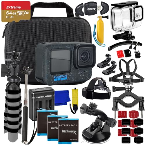 SSE GoPro HERO12 (Hero 12) Bundle - Includes: 64GB Extreme microSD Memory Card, 3 Replacement Battery, Dual Battery Charger, Underwater Housing, Tripod, Carry Case & Much More