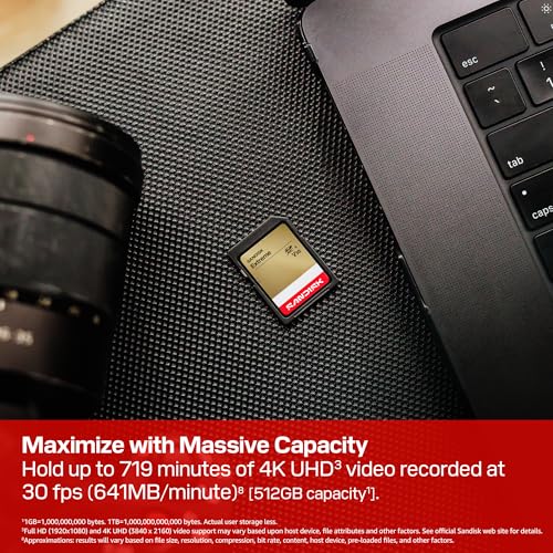 SANDISK 256GB Extreme SD UHS-I Card - Up to 230MB/s Read Speed and 160MB/s Write Speed, 4K UHD Video, U3, V30 - SDSDXV9-256G-GUCIN