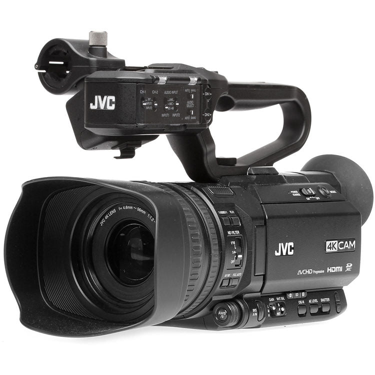 JVC GY-HM250 12.4MP 4K UHD Camcorder with FHD Live Streaming, 12x Optical Zoom, 120fps, H.264