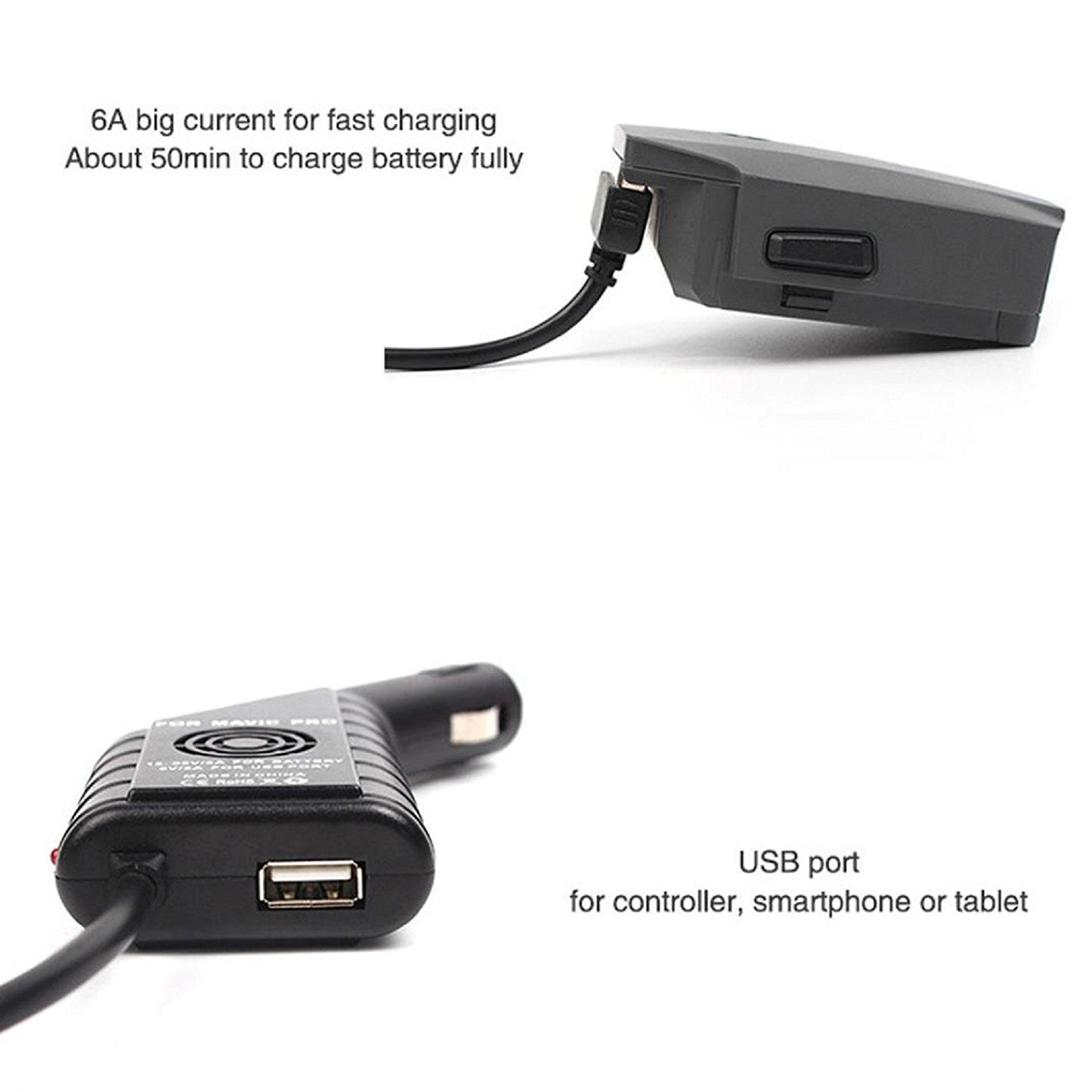 ULTIMAXX MAVIC CAR CHARGER W/ USB PORT - 13.05V/6A
