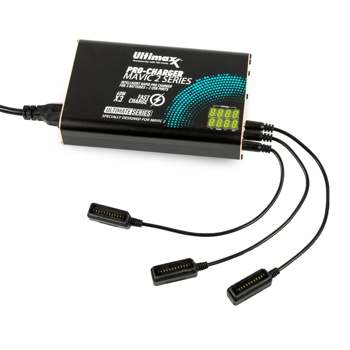 ULTIMAXX Mavic 2 Intelligent Rapid Pro Charger-3 Batteries + 2 USB Ports