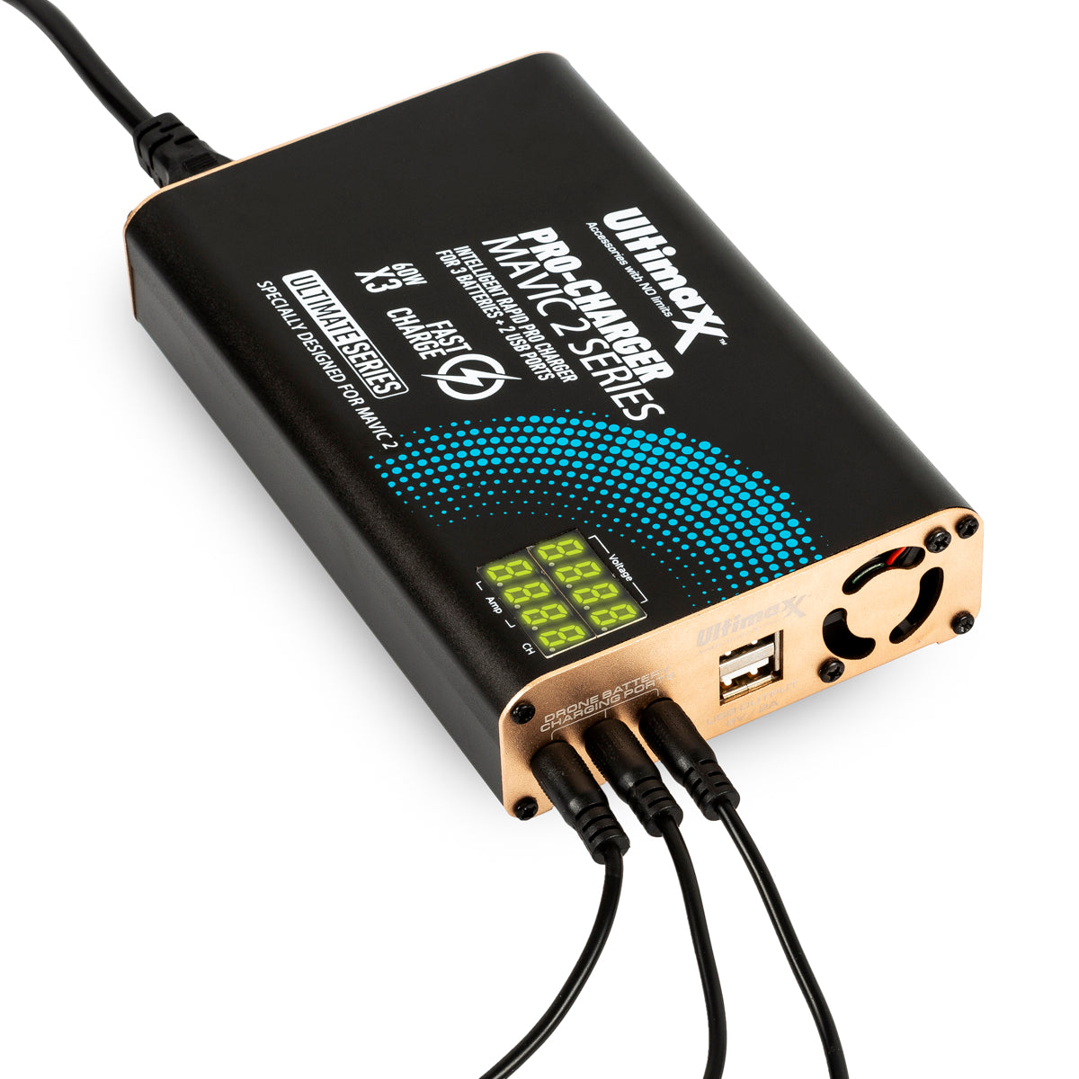 ULTIMAXX Mavic 2 Intelligent Rapid Pro Charger-3 Batteries + 2 USB Ports