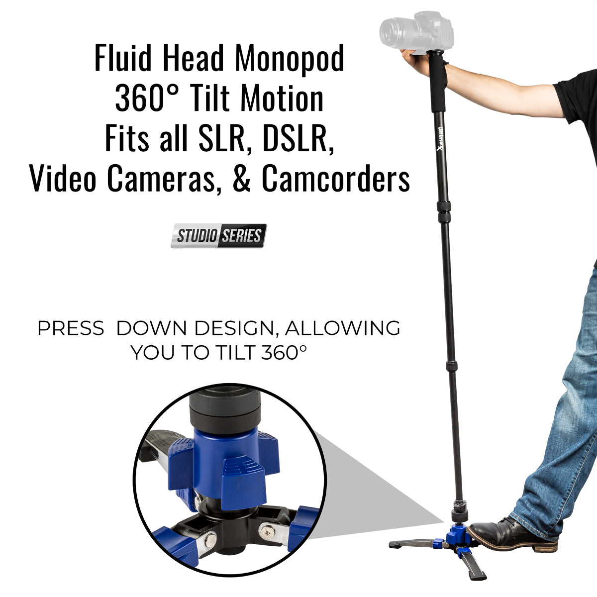 ULTIMAXX 62 Deluxe Heavy Duty Monopod w/ Step ON/OFF Base Stand