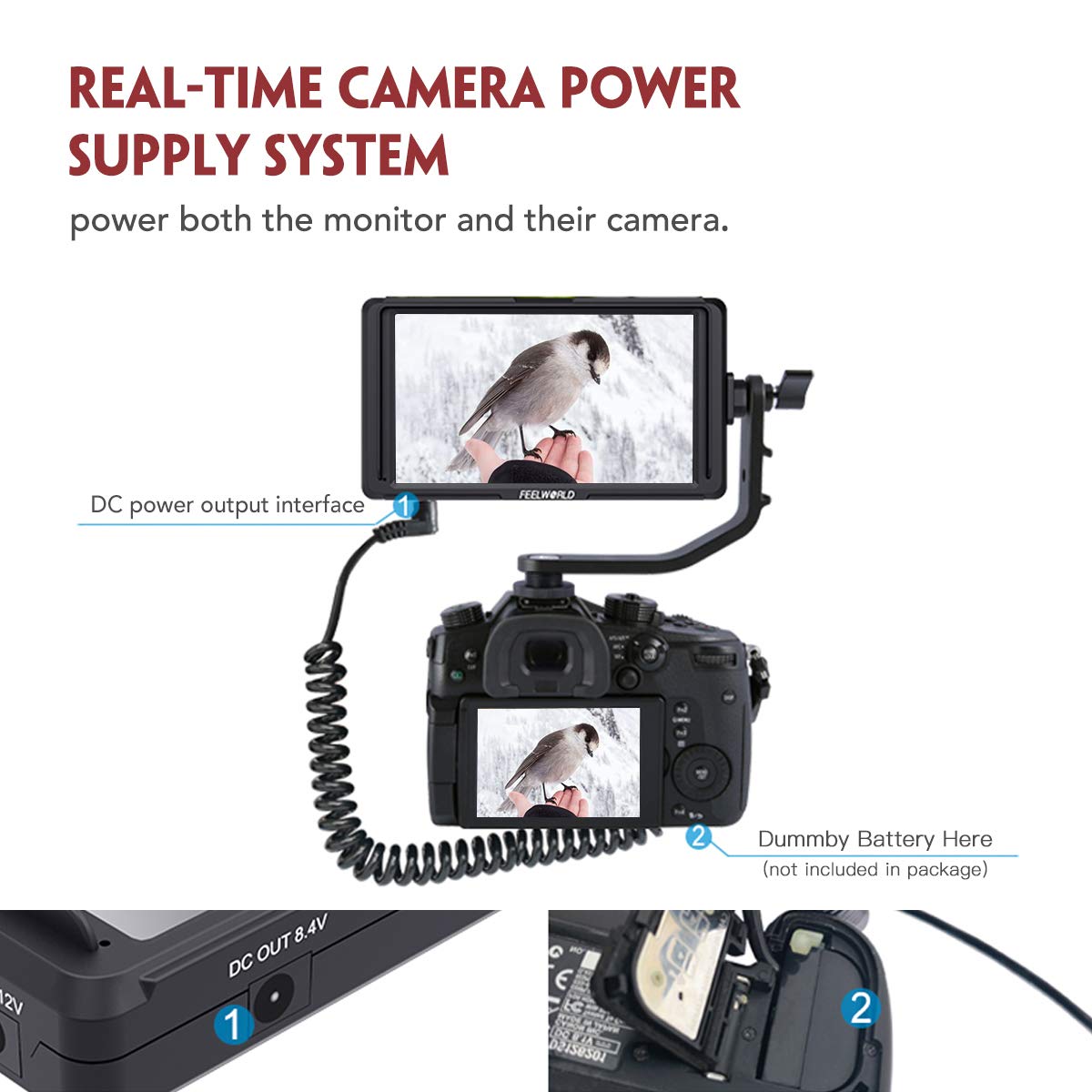 Feelworld Master MA6F 5.5 DSLR Monitor 4K HDMI 8.4V DC in/Out, Full HD 1920x720p LCD Camera Field Monitor Tilt Arm Included