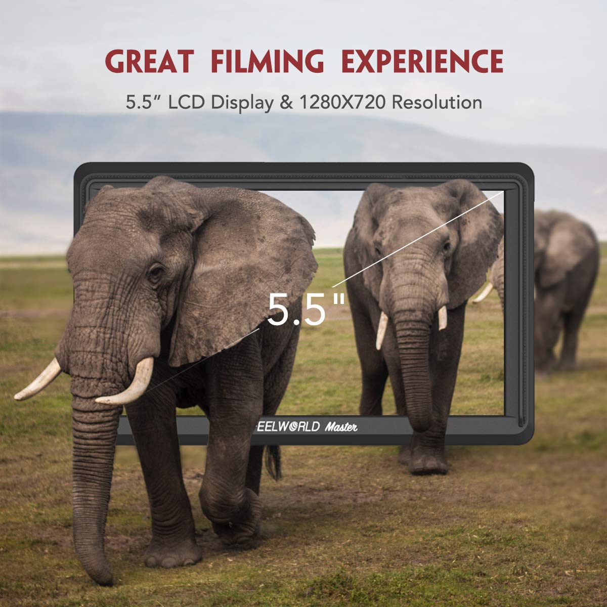 Feelworld Master MA6F 5.5 DSLR Monitor 4K HDMI 8.4V DC in/Out, Full HD 1920x720p LCD Camera Field Monitor Tilt Arm Included