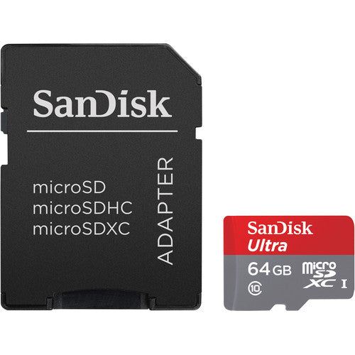 Sandisk Ultra 64GB Micro SDXC UHS-I Card with Adapter -  100MB/s U1 A1 - SDSQUAR-064G-GN6MA