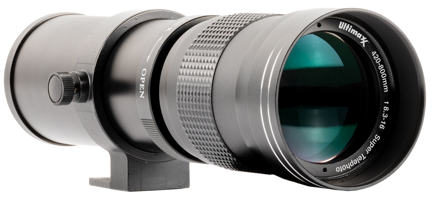 Ultimaxx 420-800mm f/8.3-16 Super HD Manual Telephoto Zoom Lens - Black