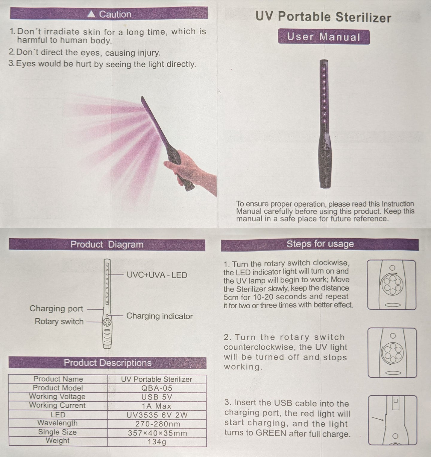 Ultimaxx Rechargeable Handheld UV Wand w/ 9 UV Bulbs