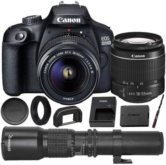 Canon EOS 2000D (Rebel T7) DSLR Camera with EF-S 18-55mm f/3.5-5.6 DC III Lens & Deluxe Accessory Bundle ? Includes: 2x SanDisk Ultra 32GB SDHC Memory Card, Extended Life Battery, Carrying Case & MORE