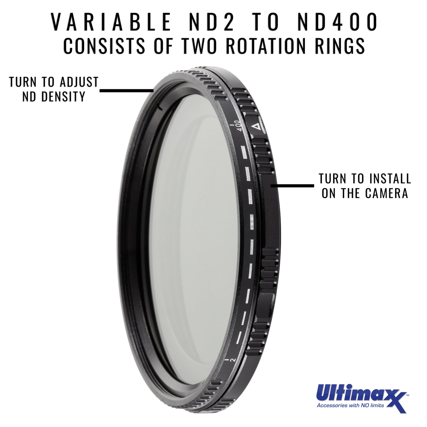 ULTIMAXX 77mm VARIABLE NEUTRAL DENSITY FILTER ND2-ND400