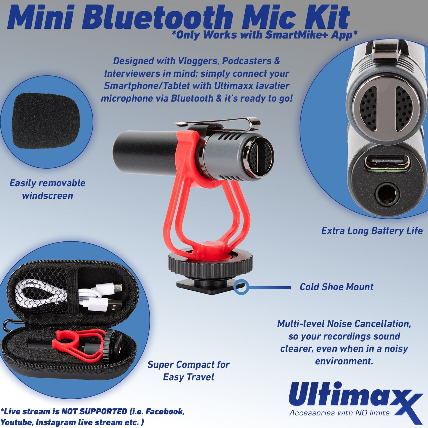 Ultimaxx Mini Bluetooth Mic Kit For iPhone and Android phones