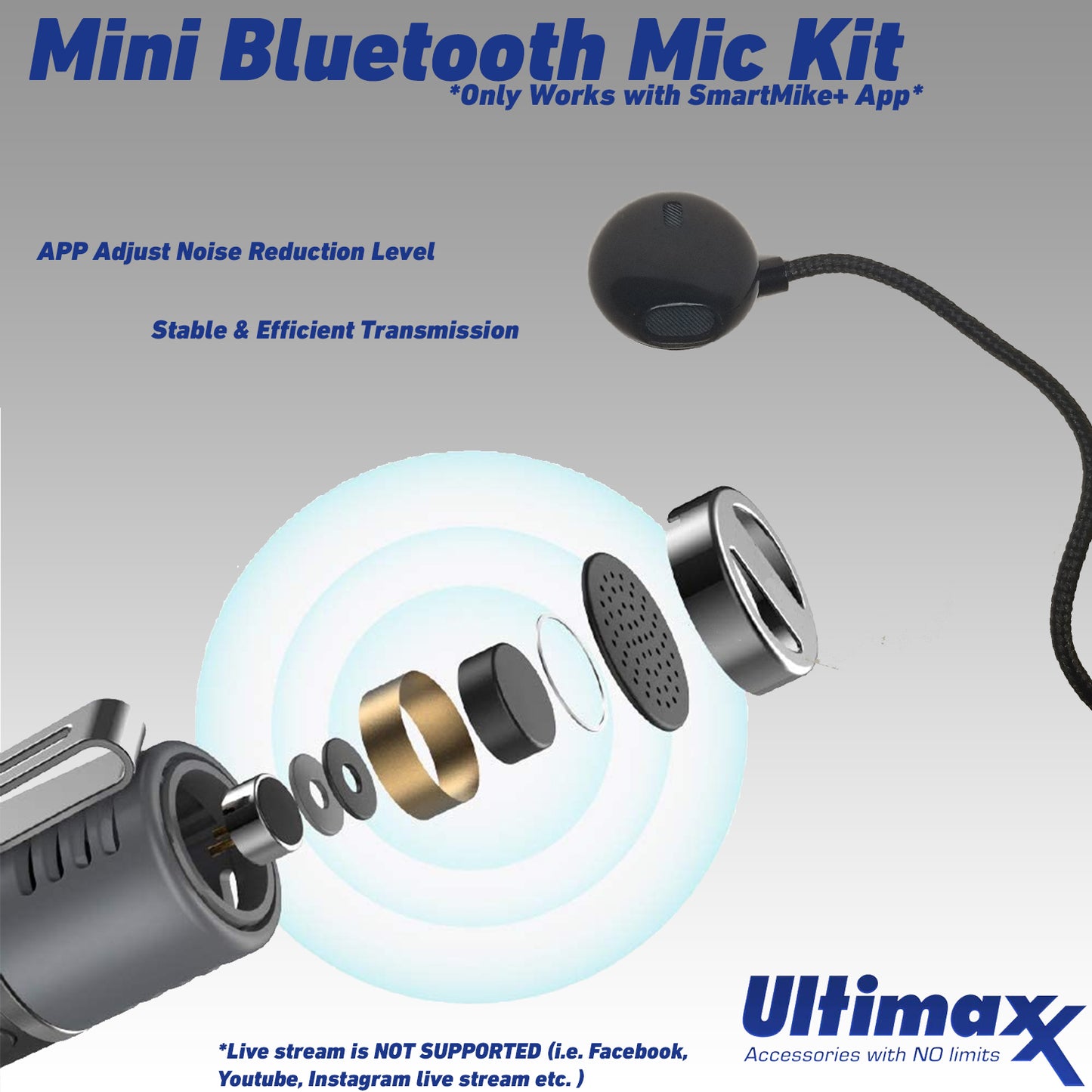 Ultimaxx Mini Bluetooth Mic Kit For iPhone and Android phones