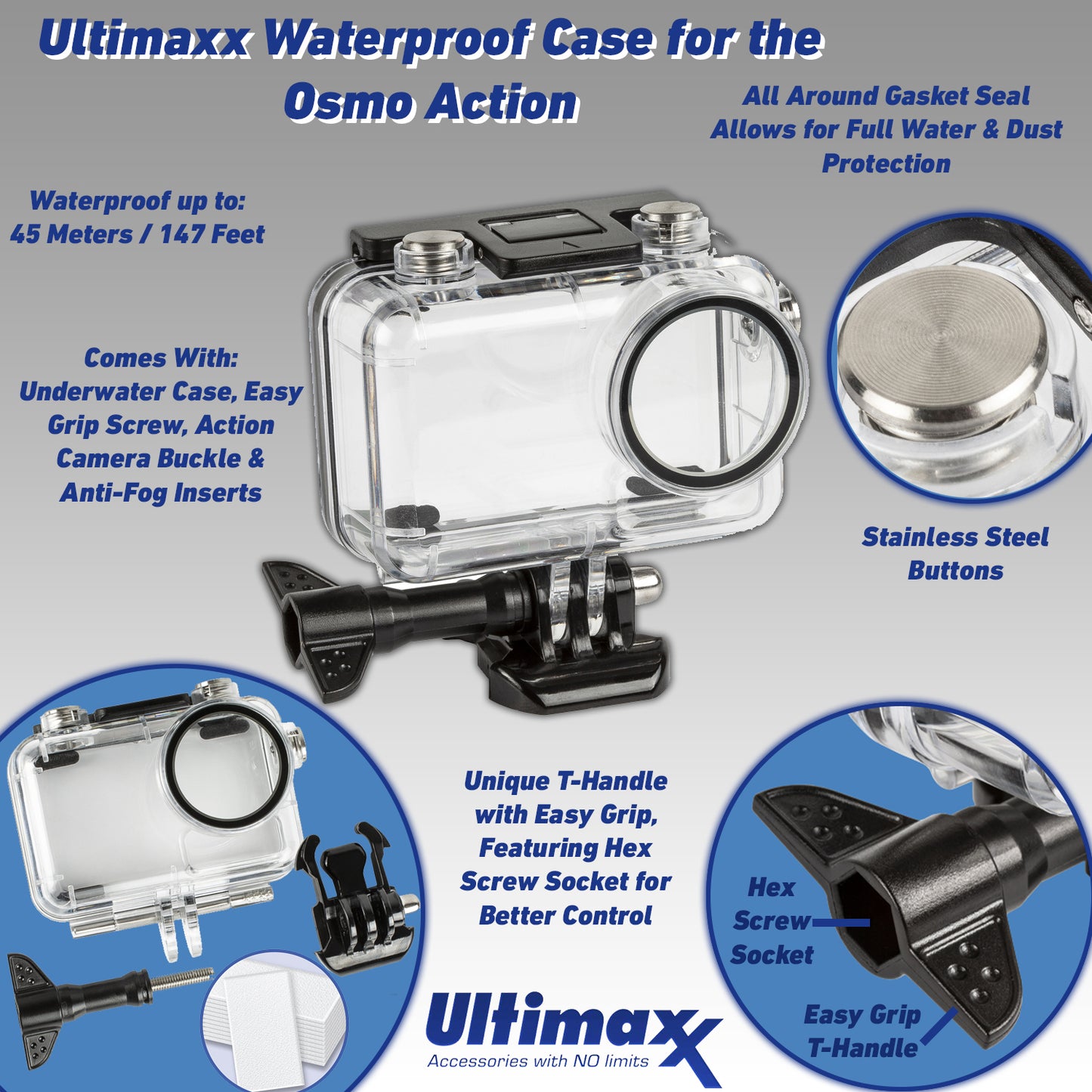 ULTIMAXX DJI Osmo Action Underwater Housing / Waterproof Case