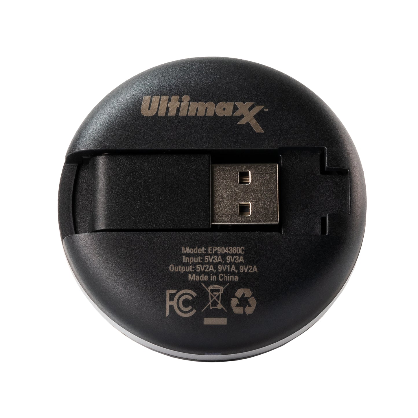 Ultimaxx Wireless Qi Fast Charger (WAFR/Ultimaxx) with Built-in USB-A Plug, 2ft USB-C to USB-A Cable