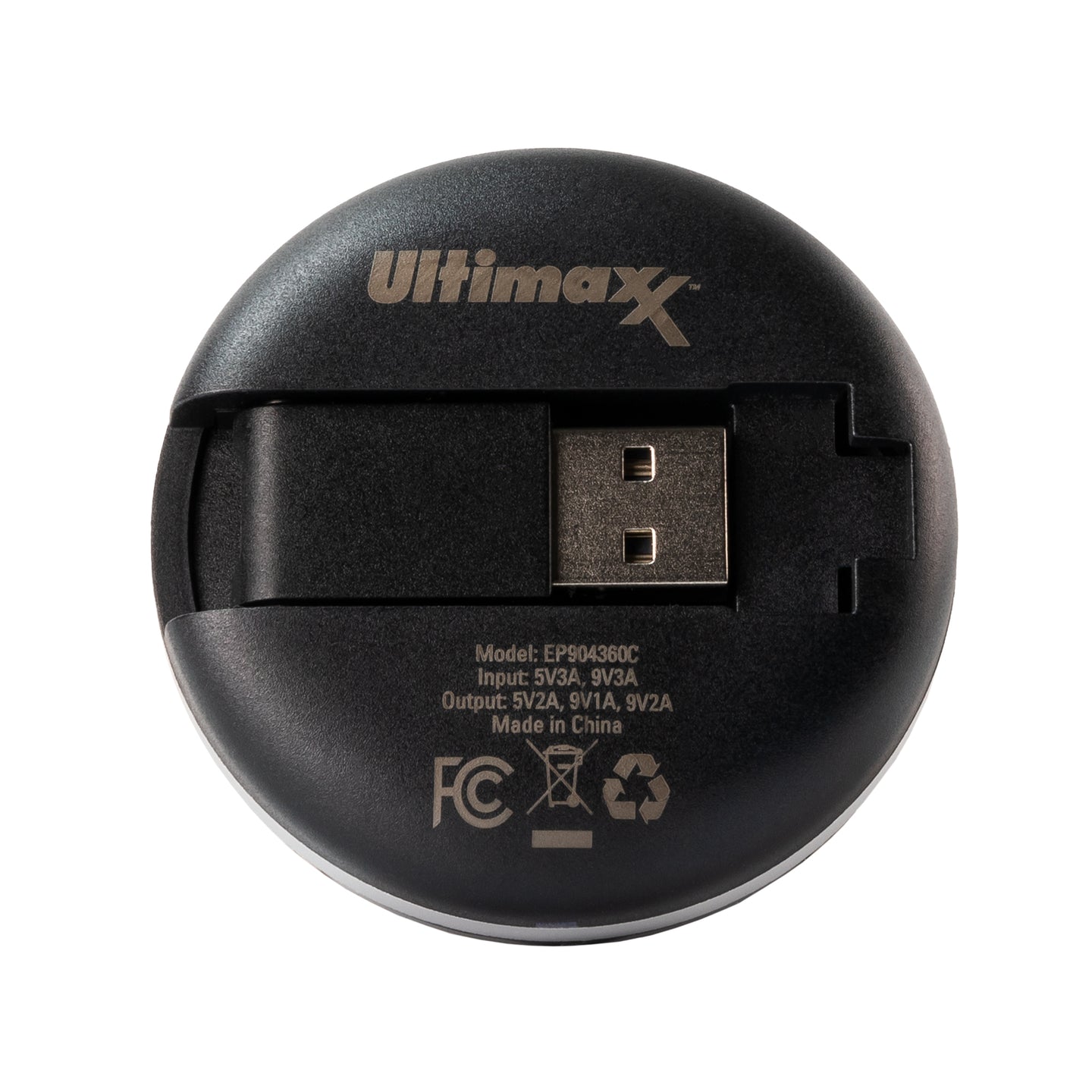 Ultimaxx Wireless Qi Fast Charger (WAFR/Ultimaxx) with Built-in USB-A Plug, 2ft USB-C to USB-A Cable