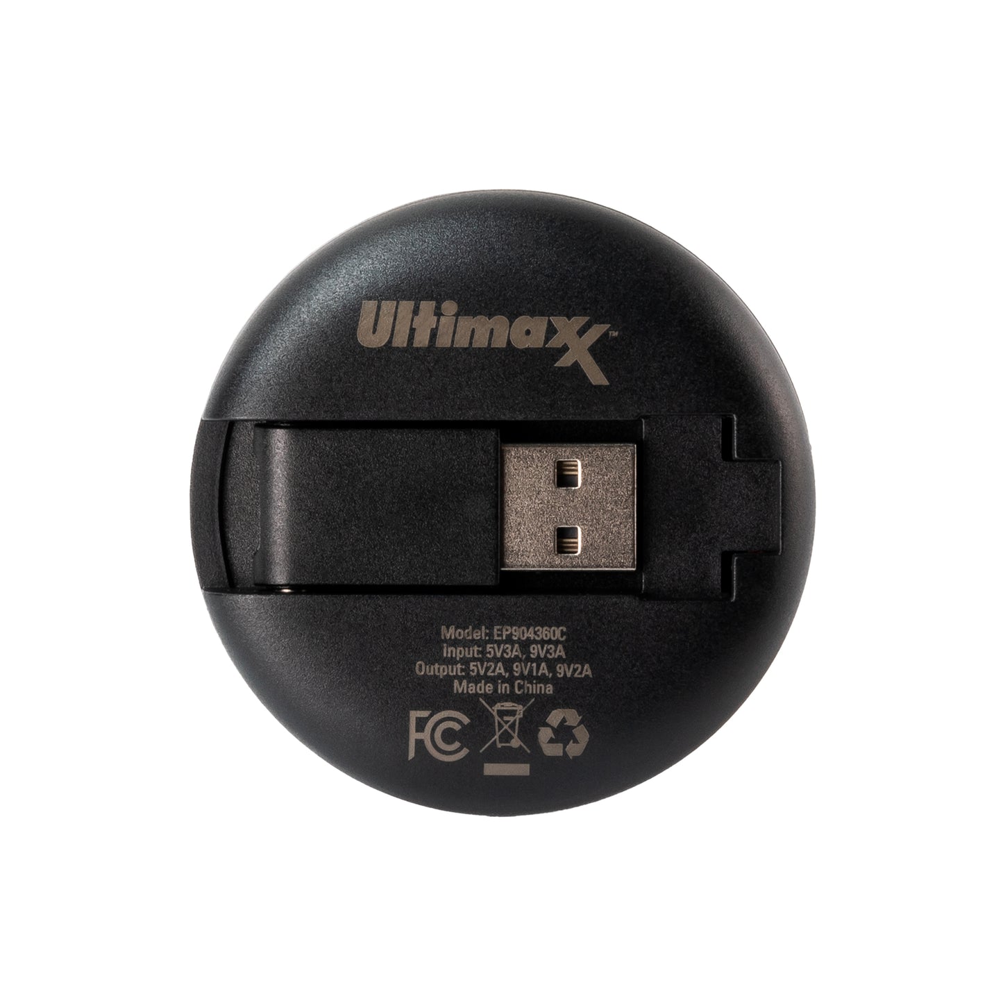 Ultimaxx Wireless Qi Fast Charger (WAFR/Ultimaxx) with Built-in USB-A Plug, 2ft USB-C to USB-A Cable