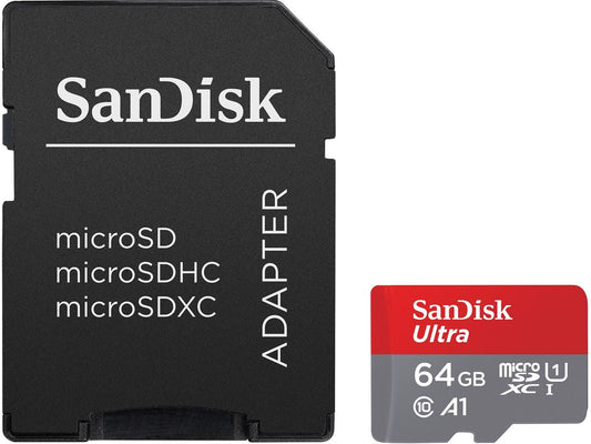 SanDisk 64GB Ultra microSD UHS-I SDXC Memory Card with Adapter - 120MB/s, C10, U1, Full HD, A1, Micro SD Card - SDSQUA4-064G-GN6MA