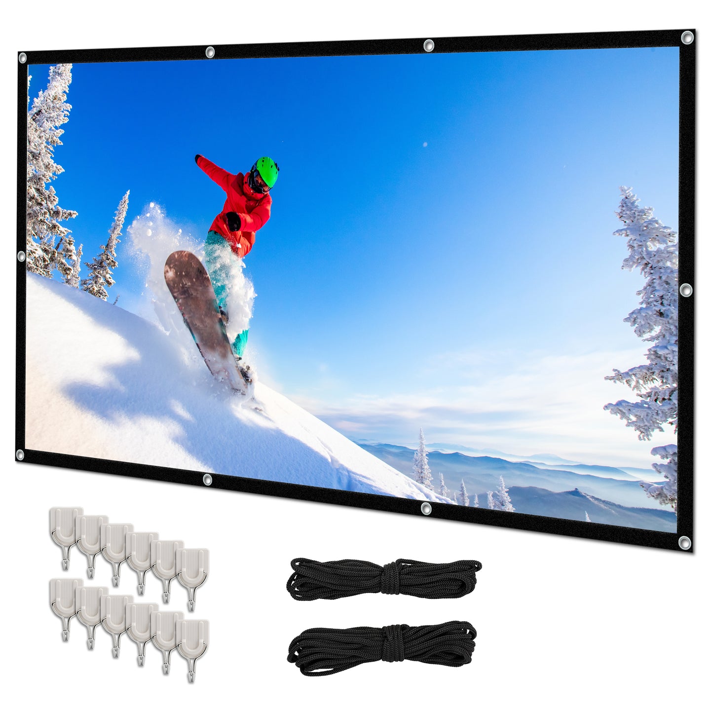 Ultimaxx 120 Inch Foldable Projector Screen (16:9) with Hooks & Rope