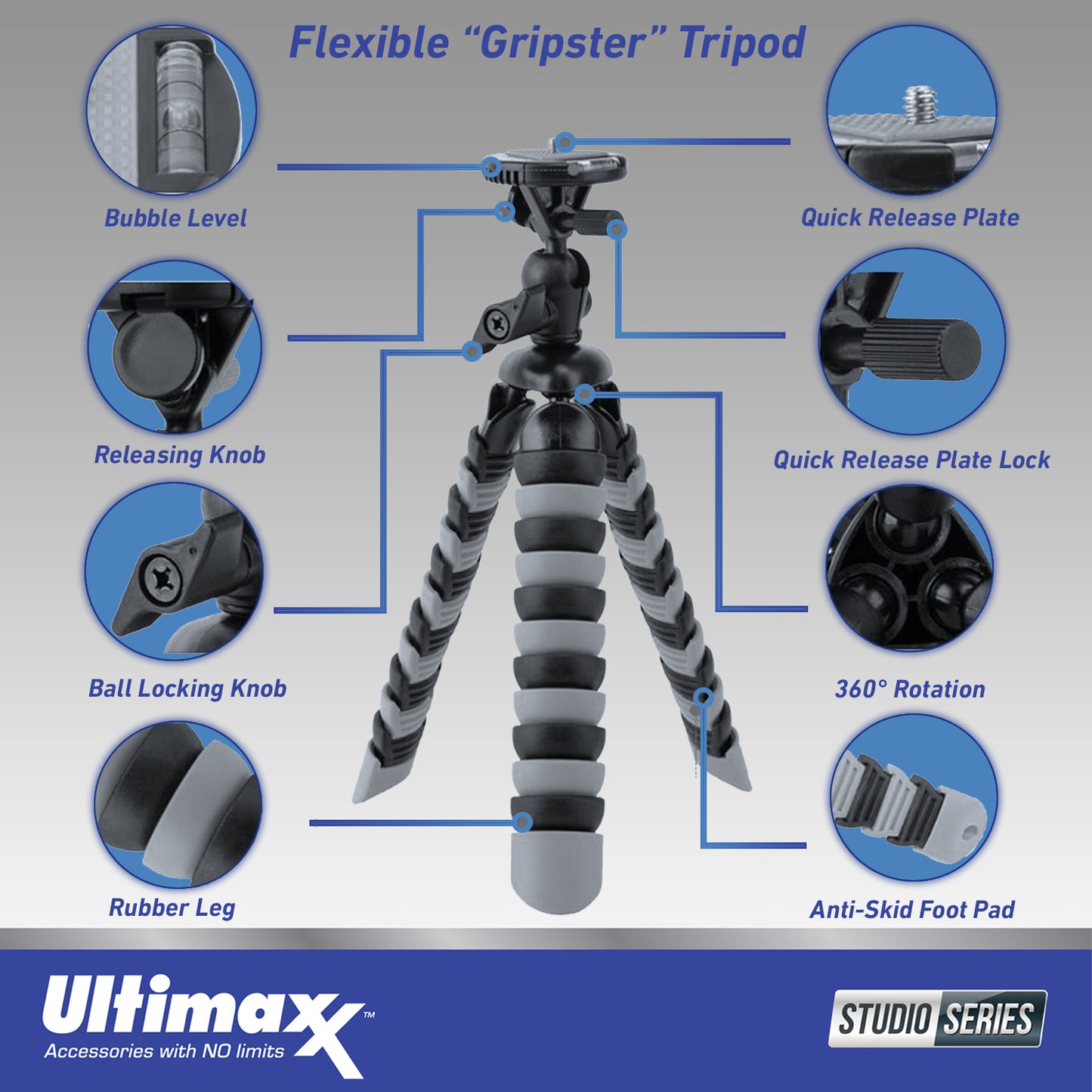 Insta360 Link UHD 4K AI Webcam + Ultimaxx Tripod Bundle + Manufacturer Accessories, Mini ?Gripster? Tripod, 6.5? Tabletop ?Pistol Grip? Tripod & More (8pc Bundle)