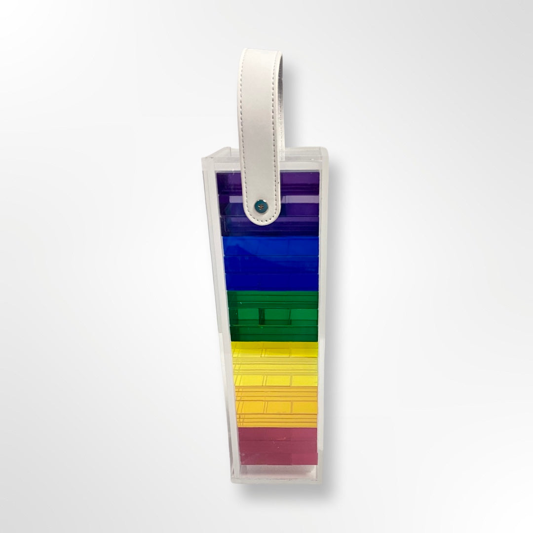 JENGA - CLEAR w/ MULTI COLOR CUBES