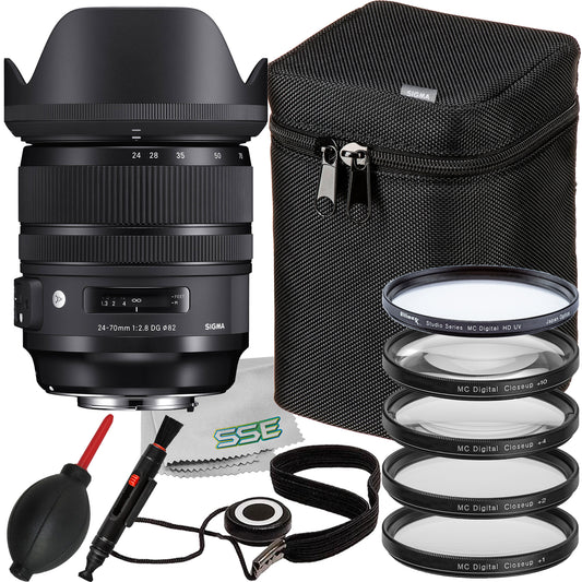 Ultimaxx Essential Accessory Bundle + Sigma 24-70mm f/2.8 DG OS HSM Art Lens for Canon EF + Manufacturer Accessories, Protective Multi-Coated UV Filter & More (14pc Bundle)