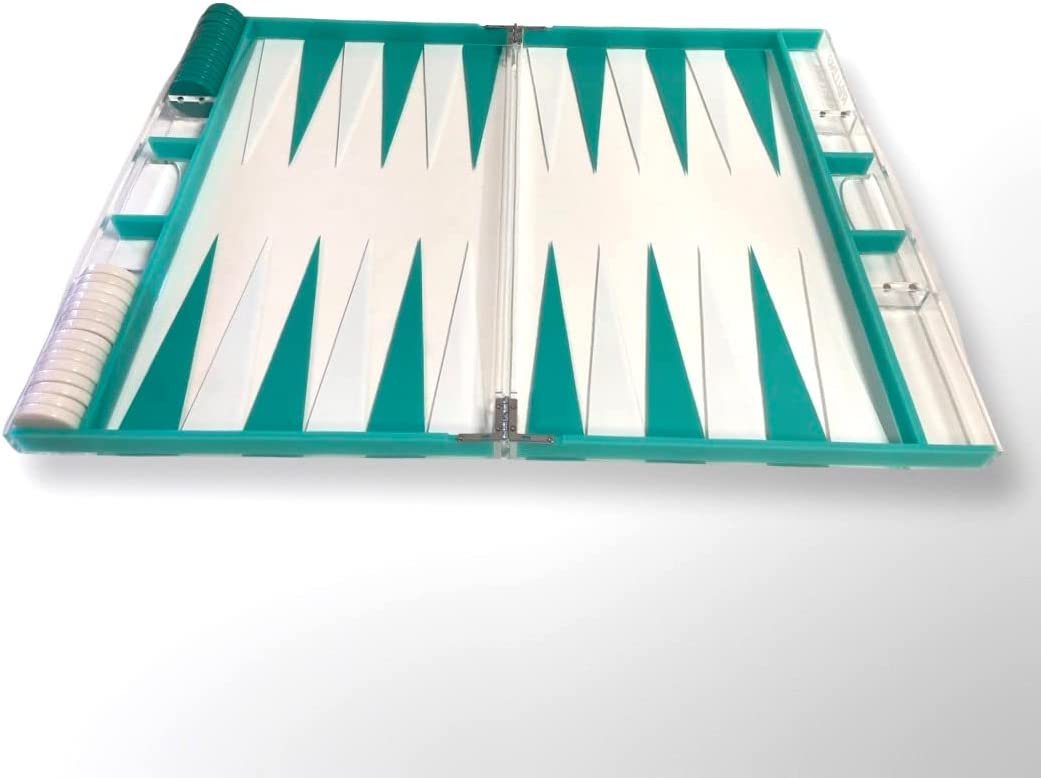 Lucite Acrylic Backgammon Set (Clear Turqouise)