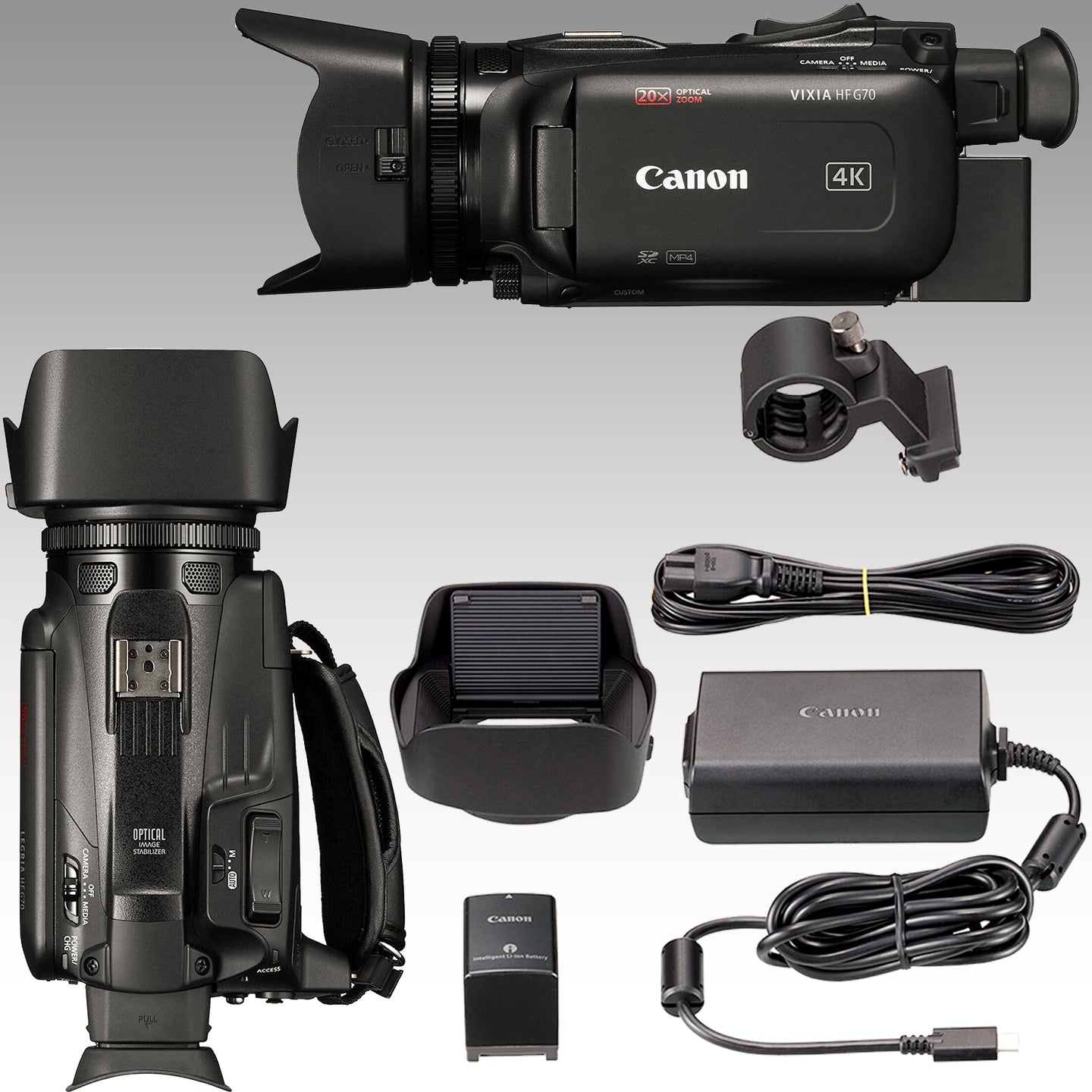 Ultimaxx Essential Canon G70 Camcorder Bundle - Includes: 2x 64GB Ultra Memory Cards, Spare Battery, Ultra-Bright LED Light Kit, Tabletop 6.5? Tripod & More (21pc Bundle)