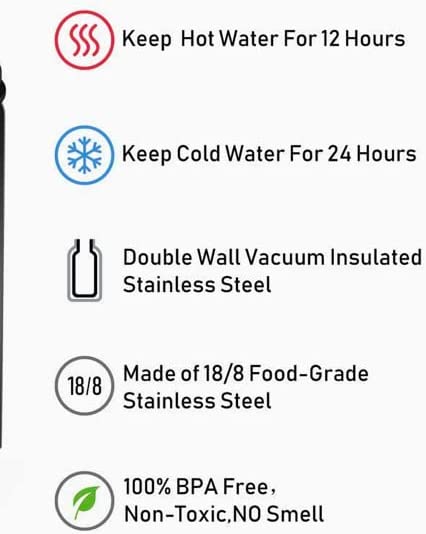 Aluminum Insulated Water Bottle w/ Power Bank - Black
