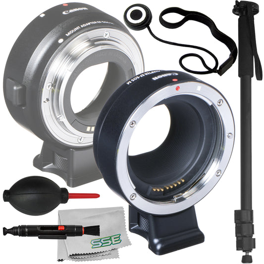 Ultimaxx Advanced Canon EF-M Lens Adapter Bundle (EF/EF-S Lenses) - Includes: Lightweight 72? Monopod, Universal Lens Cap Keeper & More (10pc Bundle)
