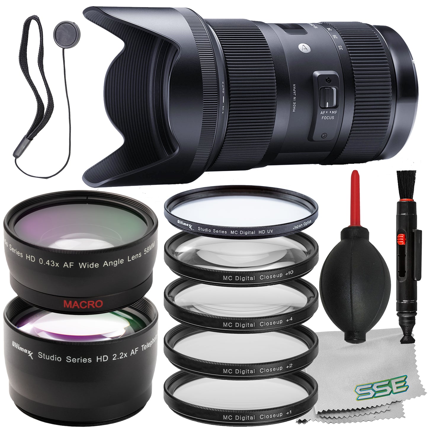 Ultimaxx Advanced Sigma 18-35mm f/1.8 DC HSM Art Lens Bundle (EF Mount) - Includes: Protective UV Filter, 2.2x Telephoto Zoom Lens Attachment & Much More (16pc Bundle)