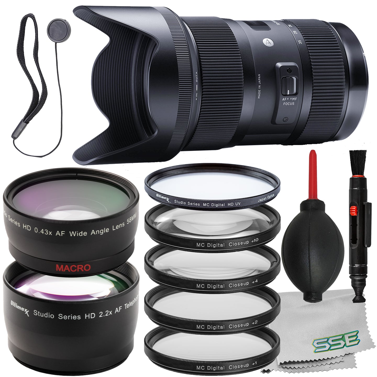 Ultimaxx Advanced Sigma 18-35mm f/1.8 DC HSM Art Lens Bundle (EF Mount) - Includes: Protective UV Filter, 2.2x Telephoto Zoom Lens Attachment & Much More (16pc Bundle)
